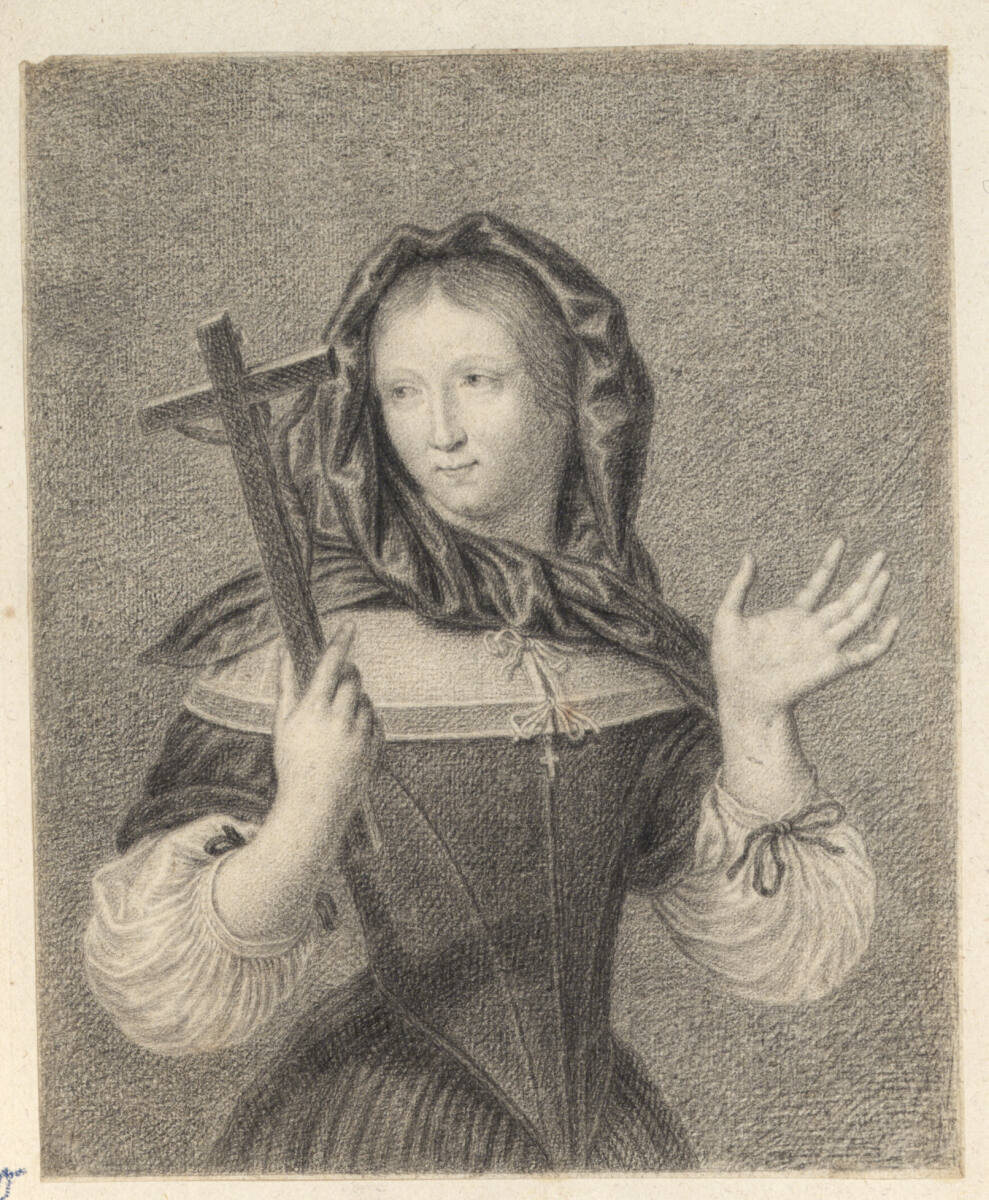 Porträt der Madame Héliot mit einem Kruzifix in Händen, Nicolas Bazin