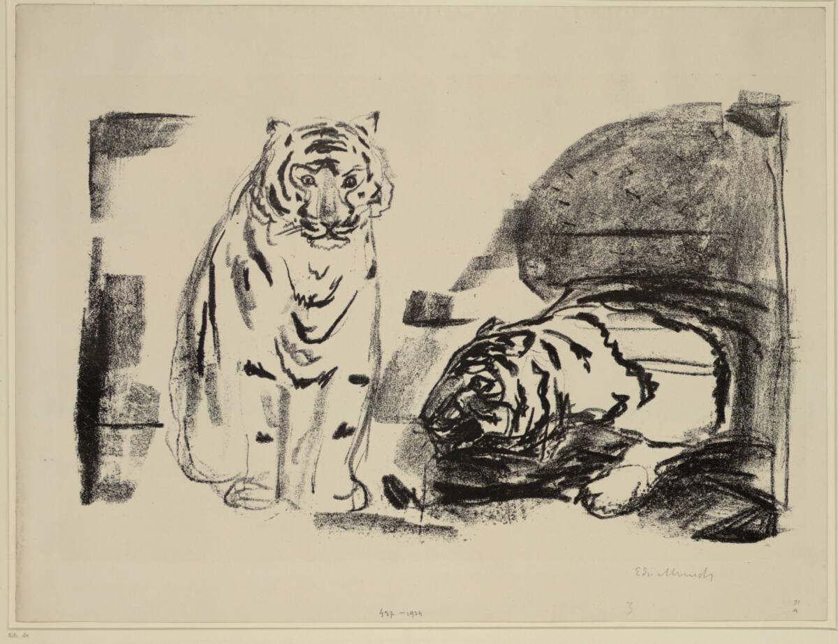Edvard Munch, Sitzende und kriechende Tiger, Inv. Nr.: DG1924/437
