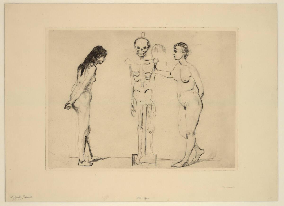 Die Frauen und das Gerippe, Эдвард Мунк, 1896