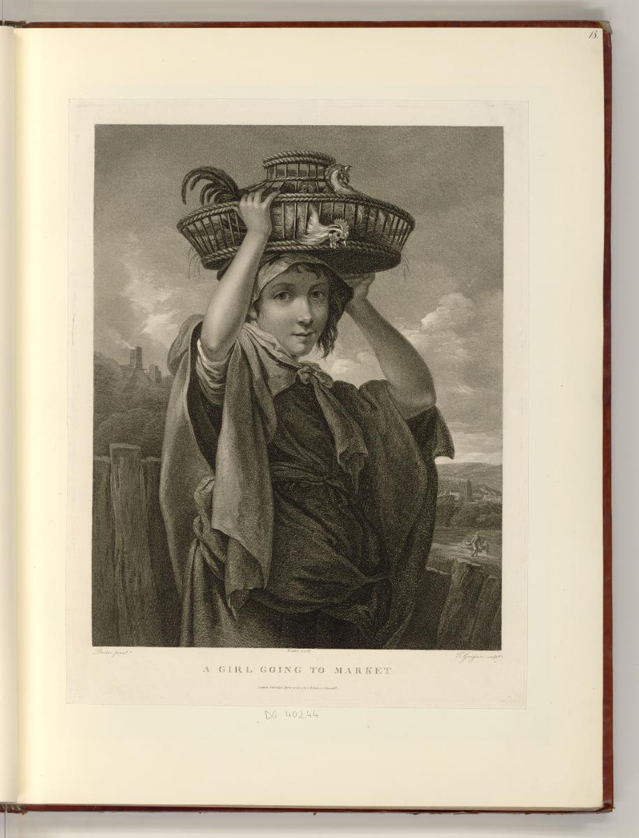 Britische Druckgrafiken des späten 18. Jahrhunderts, A Girl Going to Market, Inv. Nr.: England …