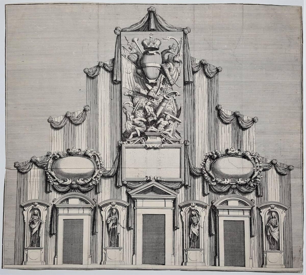 Trauerdekoration für Kaiser Leopold I. an der Fassade von San Lorenzo in Florenz am 10. Oktober…