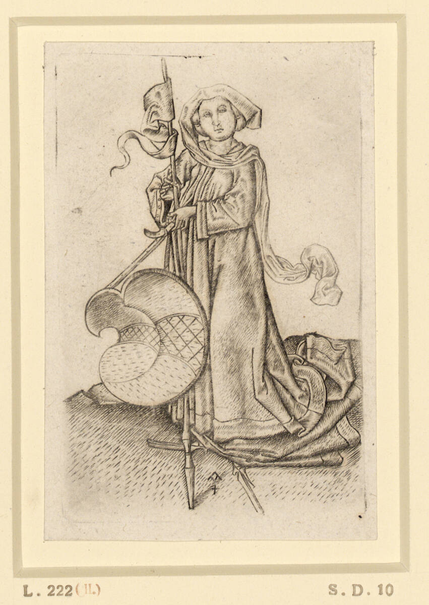 Die Dame mit Lanze und Bindenschild, Master E. S.