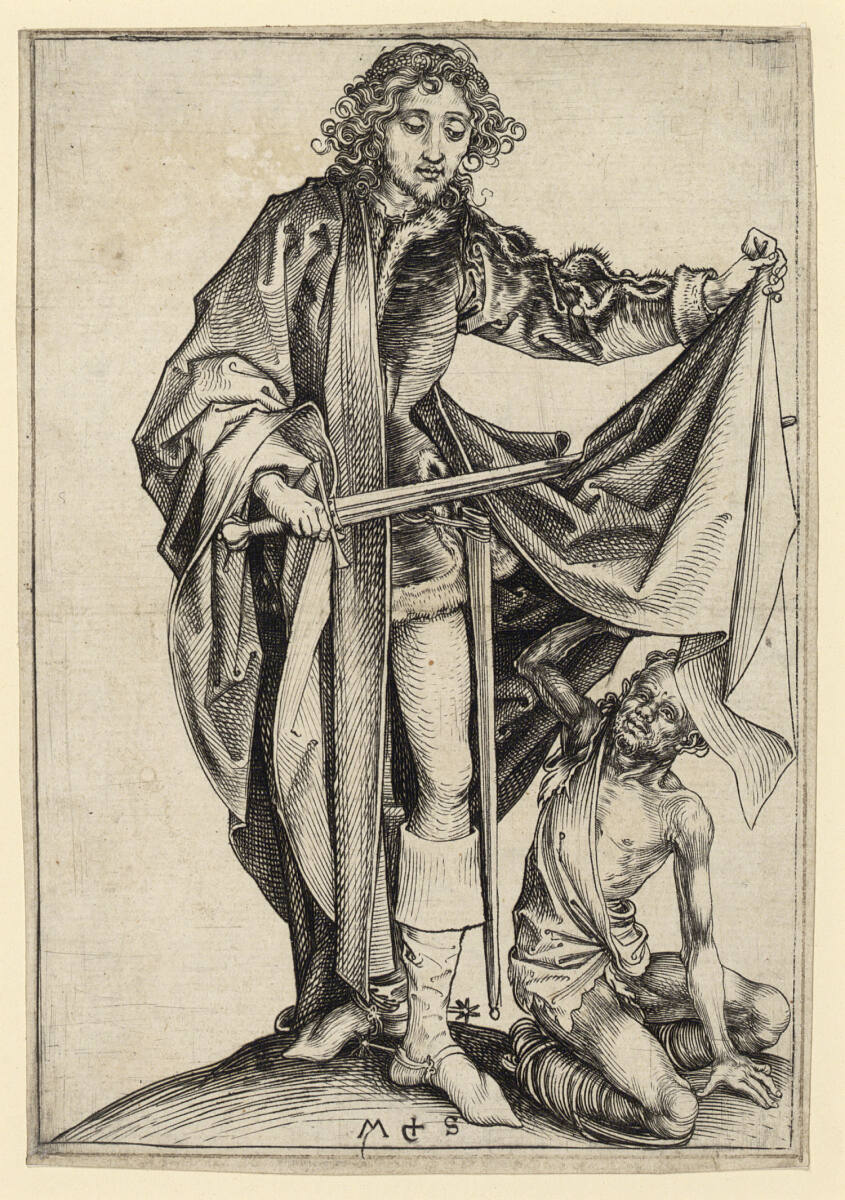Der hl. Martin teilt seinen Mantel, Martin Schongauer