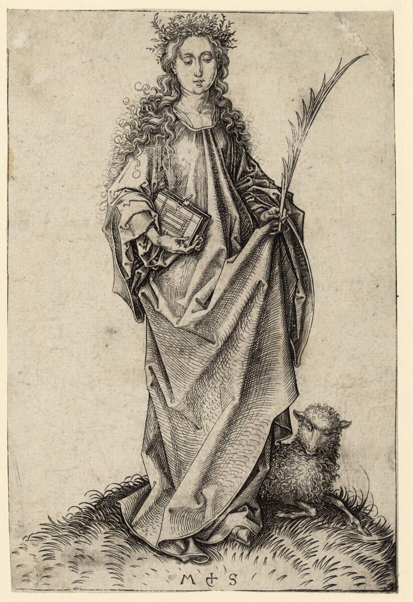 Martin Schongauer, Die hl. Agnes, Inv. Nr.: DG1926/1505