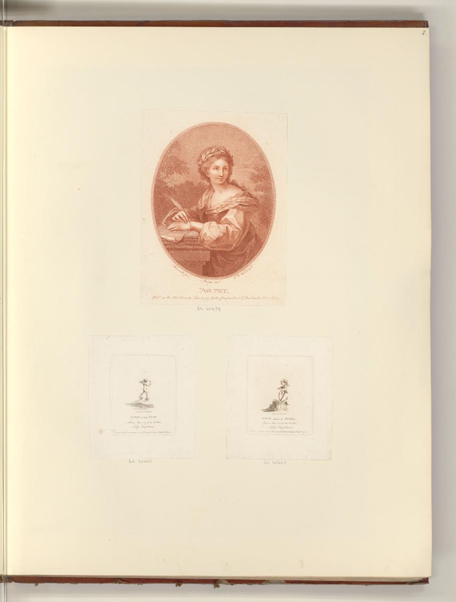 Britische Druckgrafiken des späten 18. Jahrhunderts, Personifikation der Poesie; Putti, Inv. Nr…