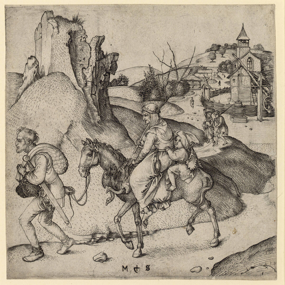 Bauernfamilie beim Auszug zum Markt, Martin Schongauer