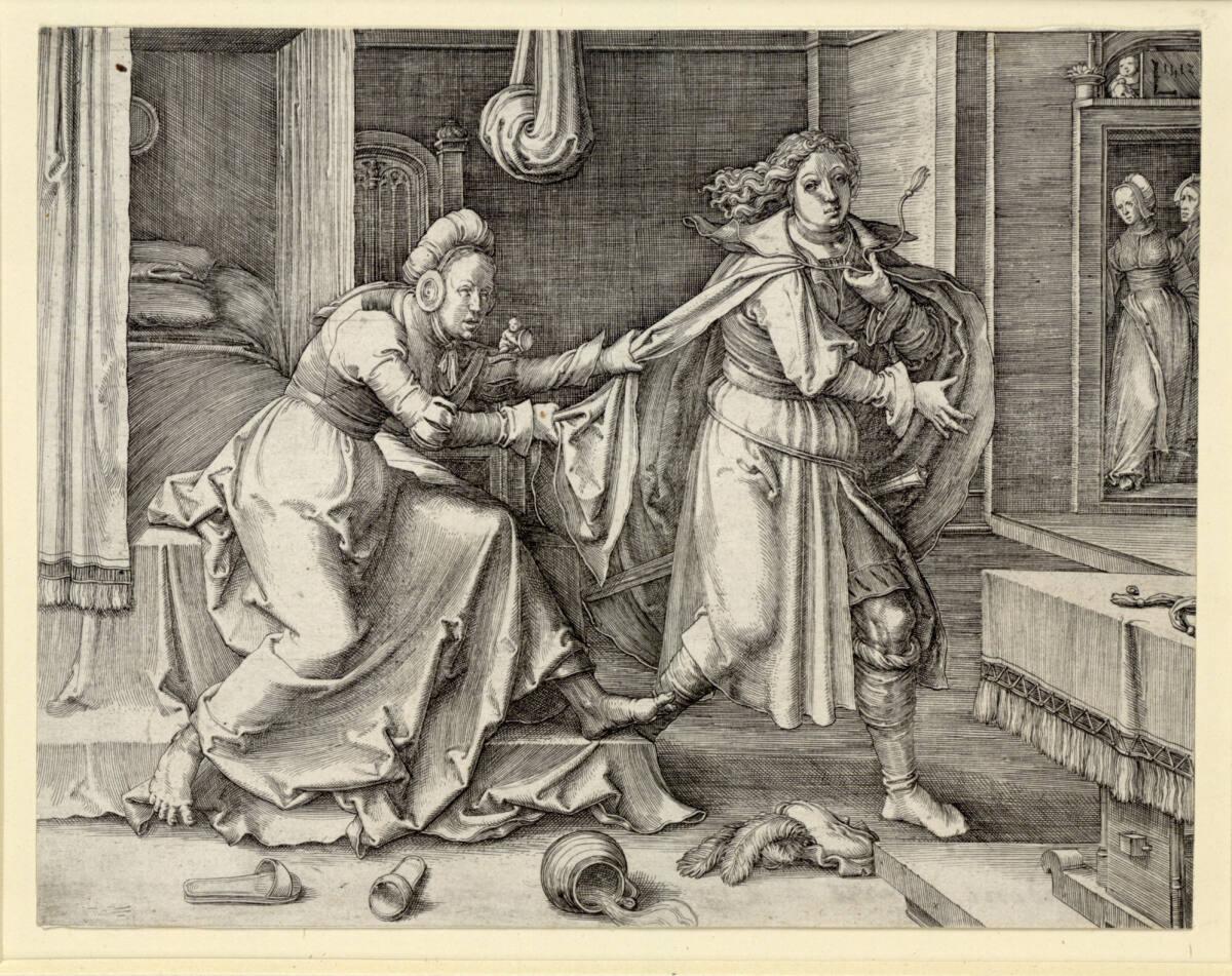 Lucas Hugensz. van Leyden, Joseph und die Frau des Potiphar, Inv. Nr.: DG1926/1911