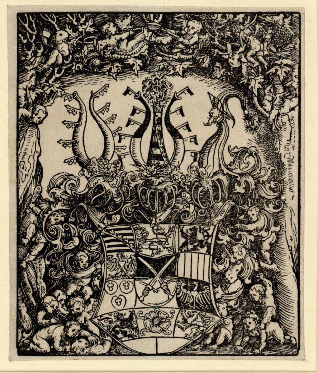 Lucas Cranach d. Ä., Wappen des Herzogs Johann des Beständigen von Sachsen (Holzschnitt zum Wit…