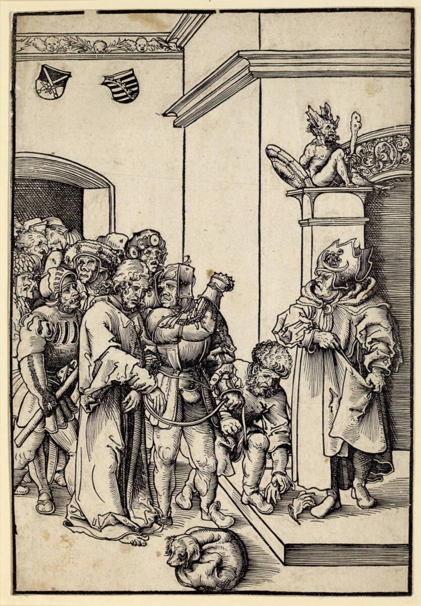 Lucas Cranach d. Ä., Christus vor Kaiphas (Passion Christi, 4), Inv. Nr.: DG1929/130