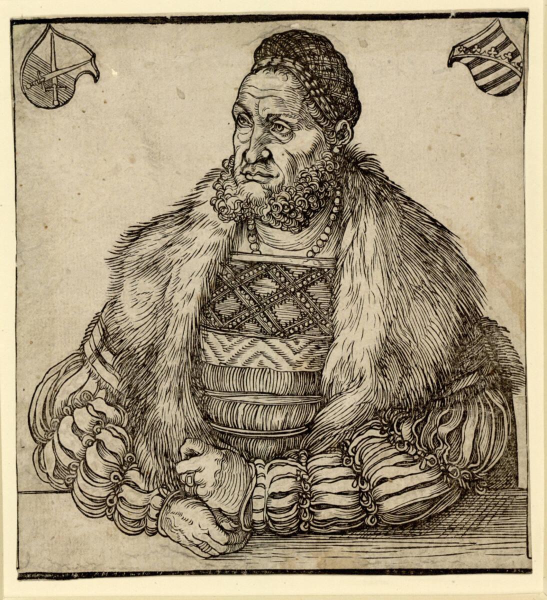Friedrich der Weise im Dreiviertelprofil (Holzschnitt zu Ulrich Pinder, Compenium breve de bone…