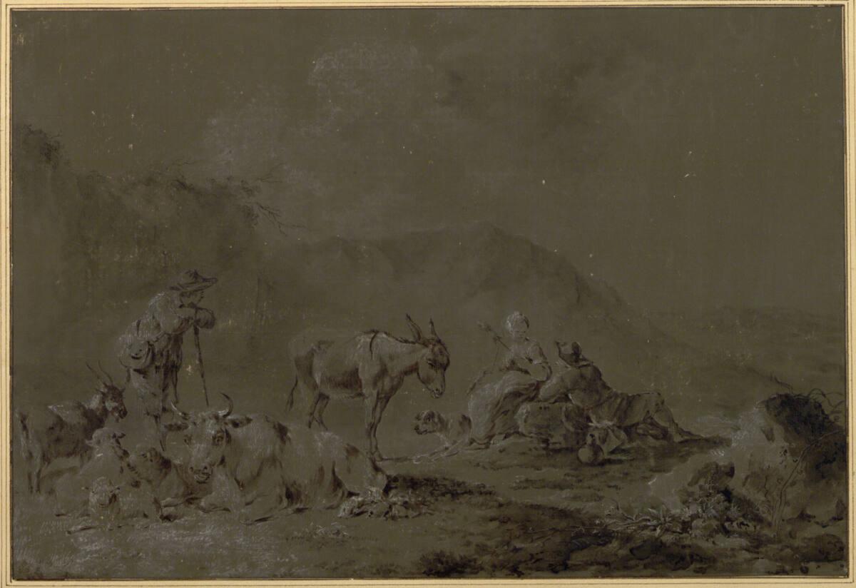Francesco Casanova, Rastende Hirten mit Esel und Herde, Inv. Nr.: 1919