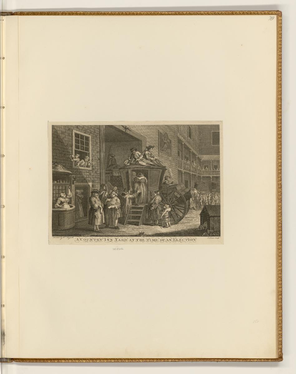 Druckgrafiken von William Hogarth, The stage-coach, or the country inn yard, Inv. Nr.: England …
