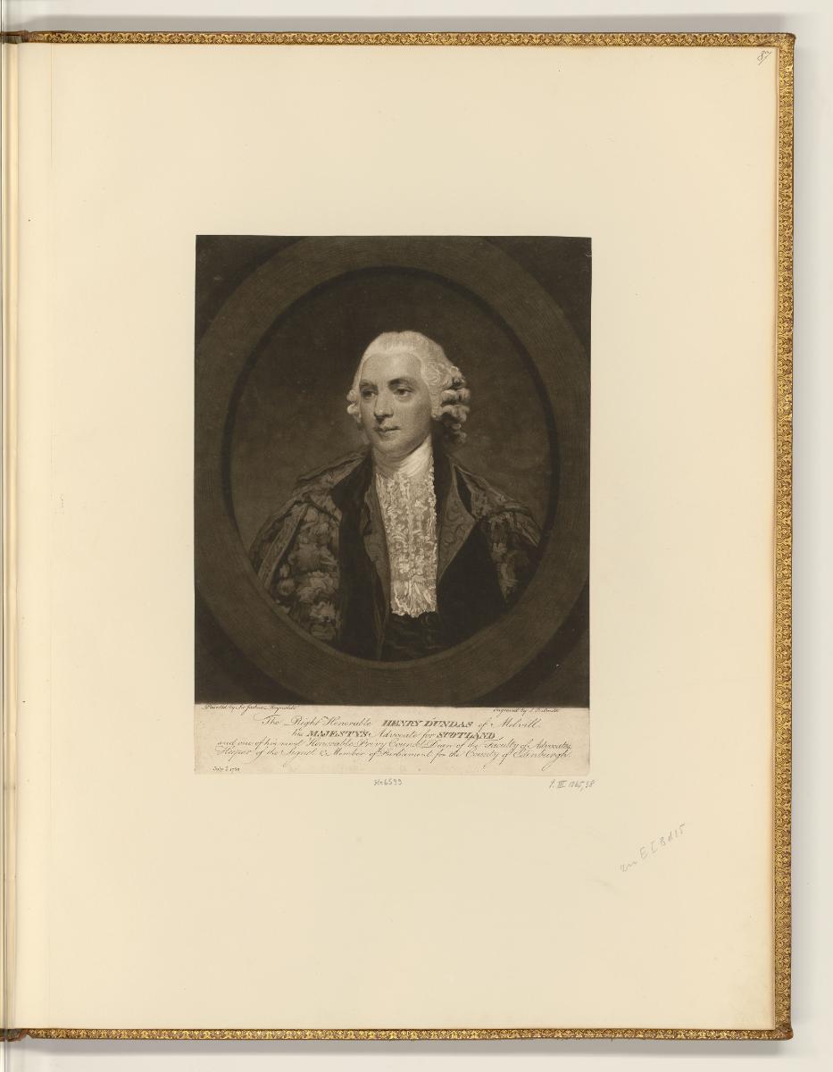 Schabblätter nach Joshua Reynolds, The Right Honorable Henry Dundas of Melvill, his Majesty's A…