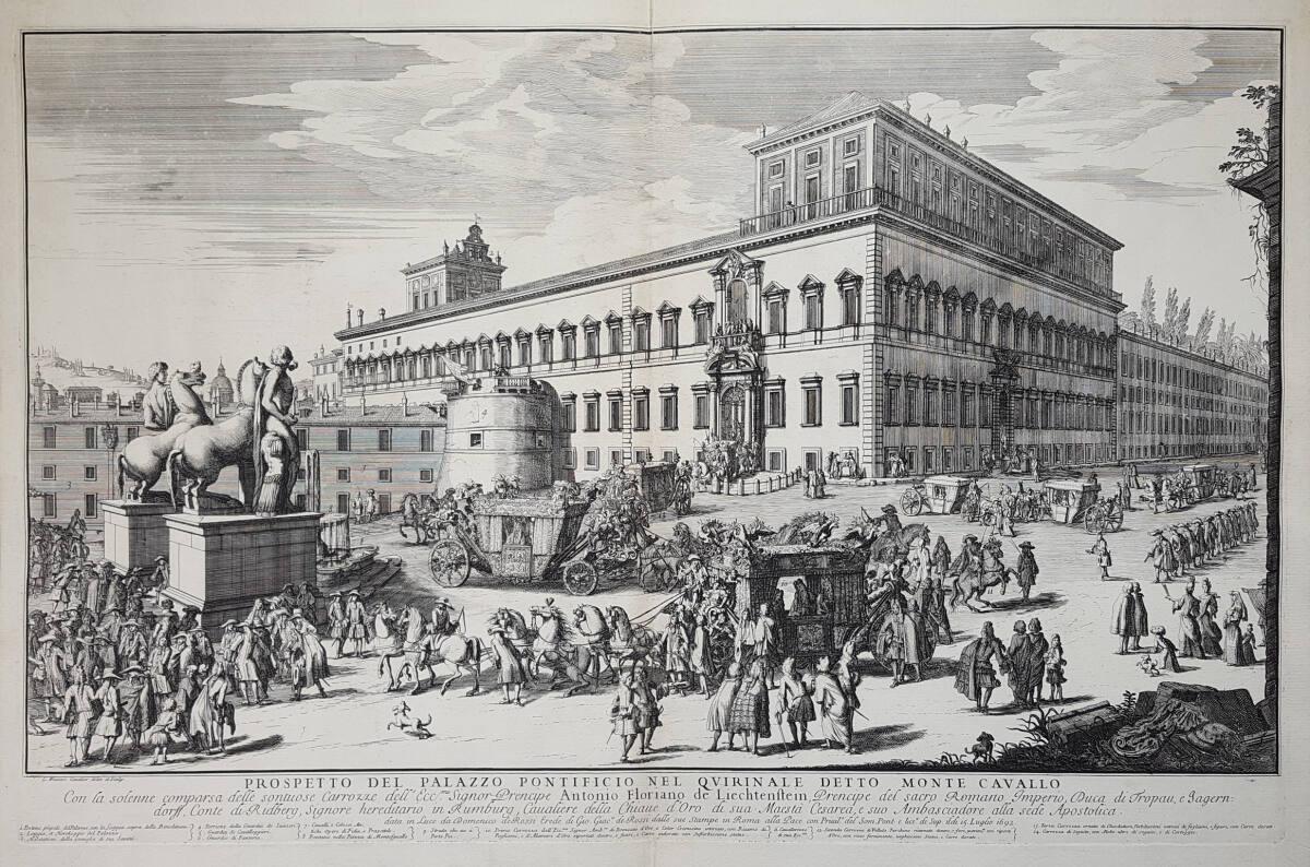 Auffahrt des Fürsten Anton Florian von Liechtenstein als kaiserlicher Botschafter auf der Piazz…