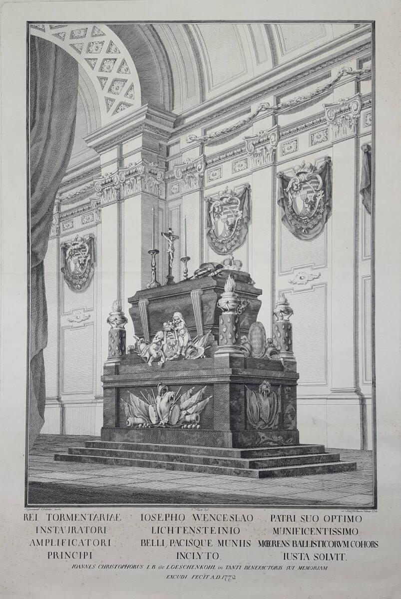 Prunk-Katafalk für Joseph Wenzel Fürst zu Liechtenstein in St. Michael in Wien am 13. Februar 1…