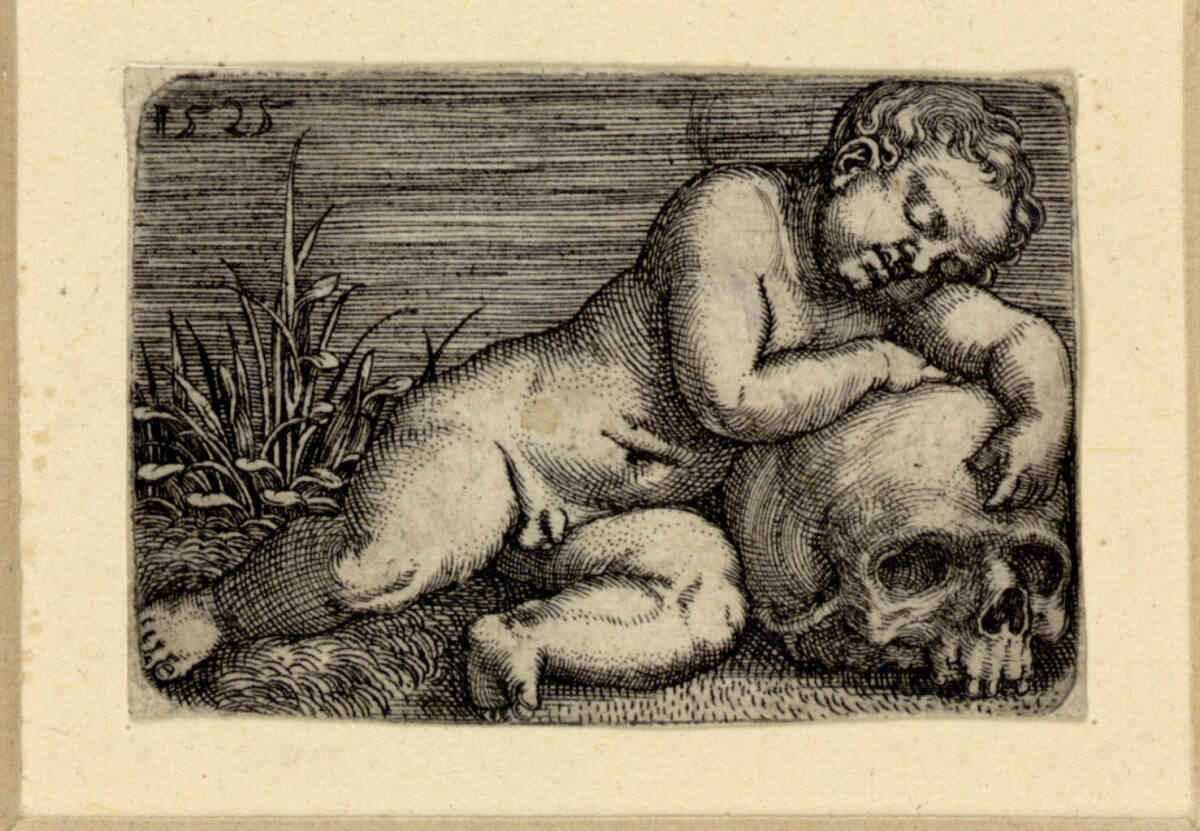 Das auf einem Totenkopf schlafende Knäblein, Barthel Beham, 1525