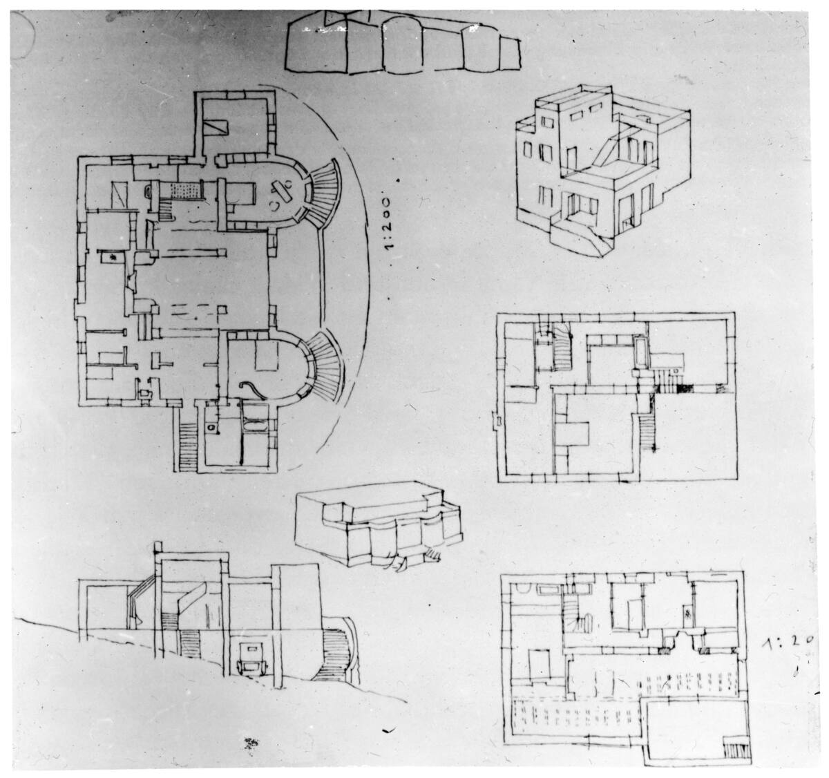 Anonym, Villa Verdier, Le Lavandou, Grundrisse, Ansichten, Skizzen