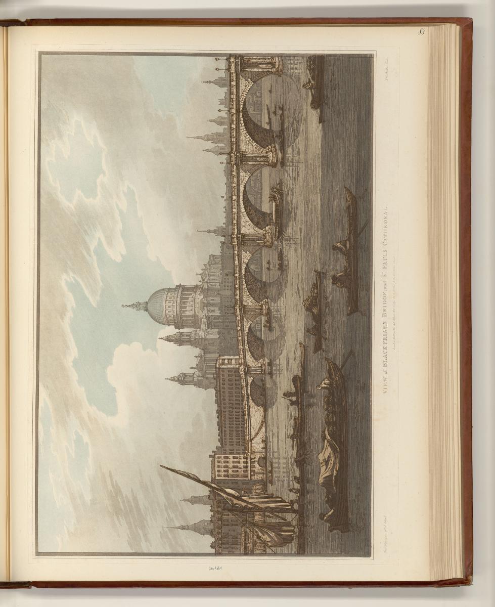 Britische Druckgrafiken des späten 18. Jahrhunderts, View of Black-Friars Bridge, and St. Paul'…