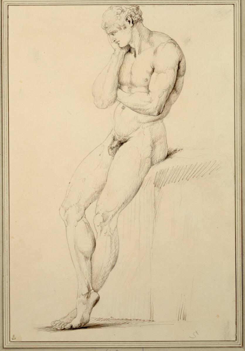 Antonio Canova, Männlicher Akt, sich an einen Steinblock lehnend, Inv. Nr.: 1942