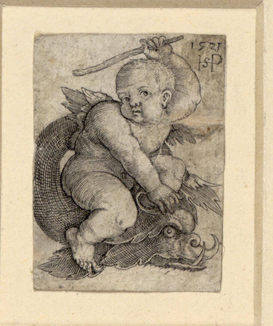 Sebald Beham, Genius auf einem Delphin, Inv. Nr.: DG1930/1026