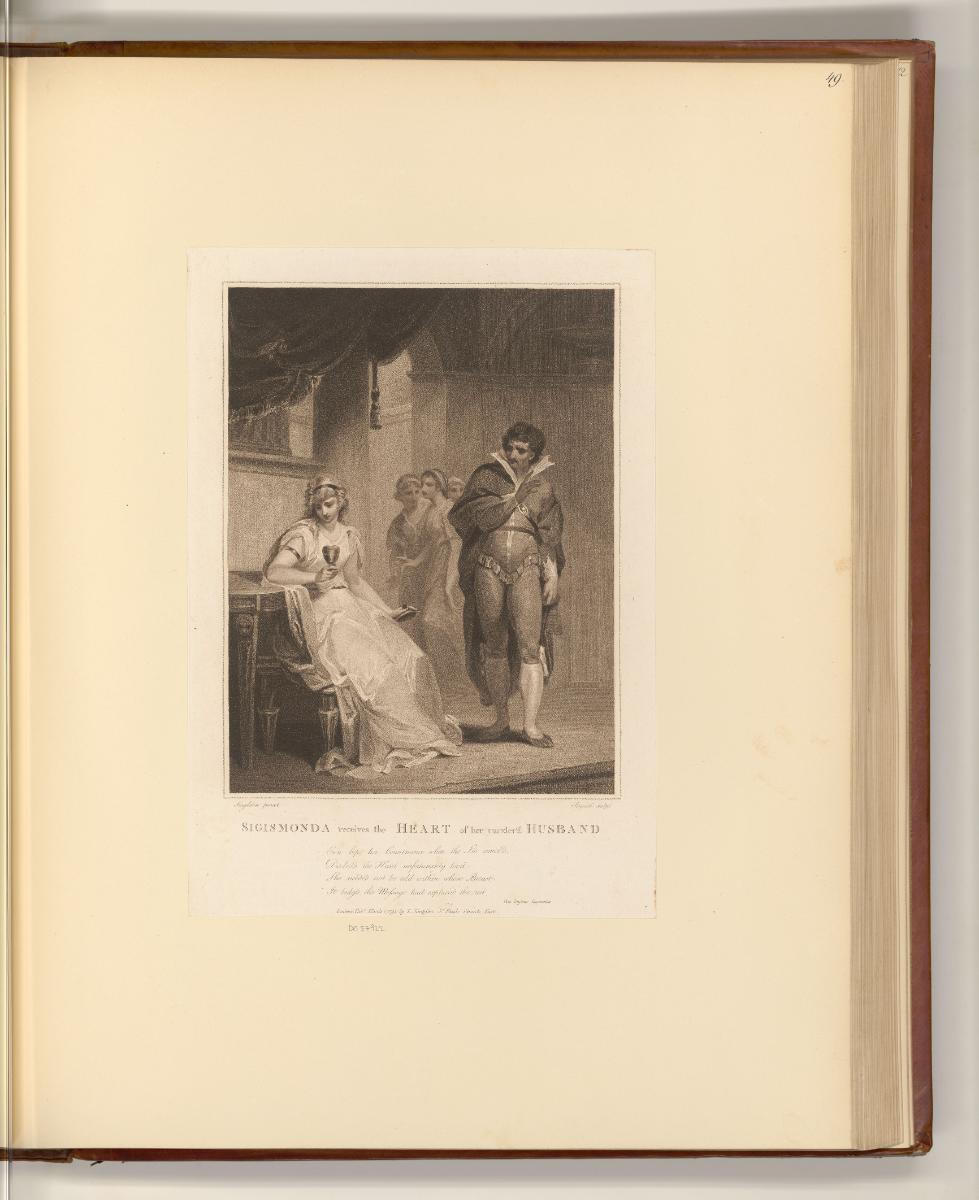 Britische Druckgrafiken des späten 18. Jahrhunderts, Sigismonda receives the heart of her murde…