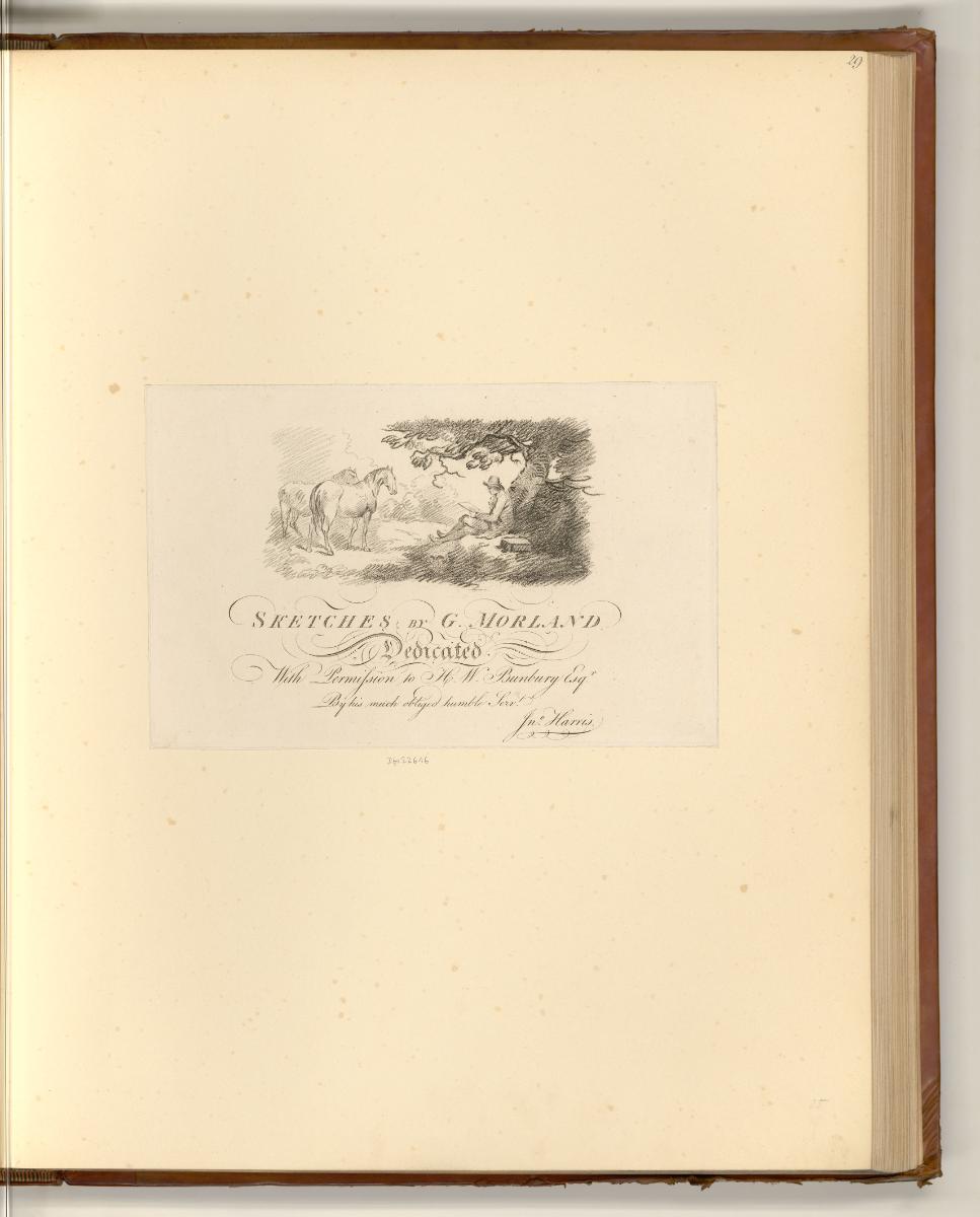Druckgrafiken nach George Morland, Künstler unter einem Baum beim Zeichnen von zwei Pferden, In…