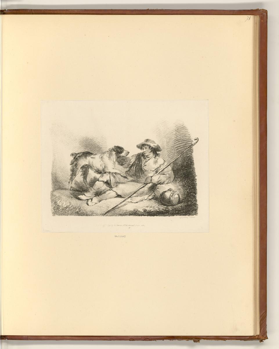 Druckgrafiken nach George Morland, Rastender Hirte mit Hund, Inv. Nr.: England nach Sektionen I…