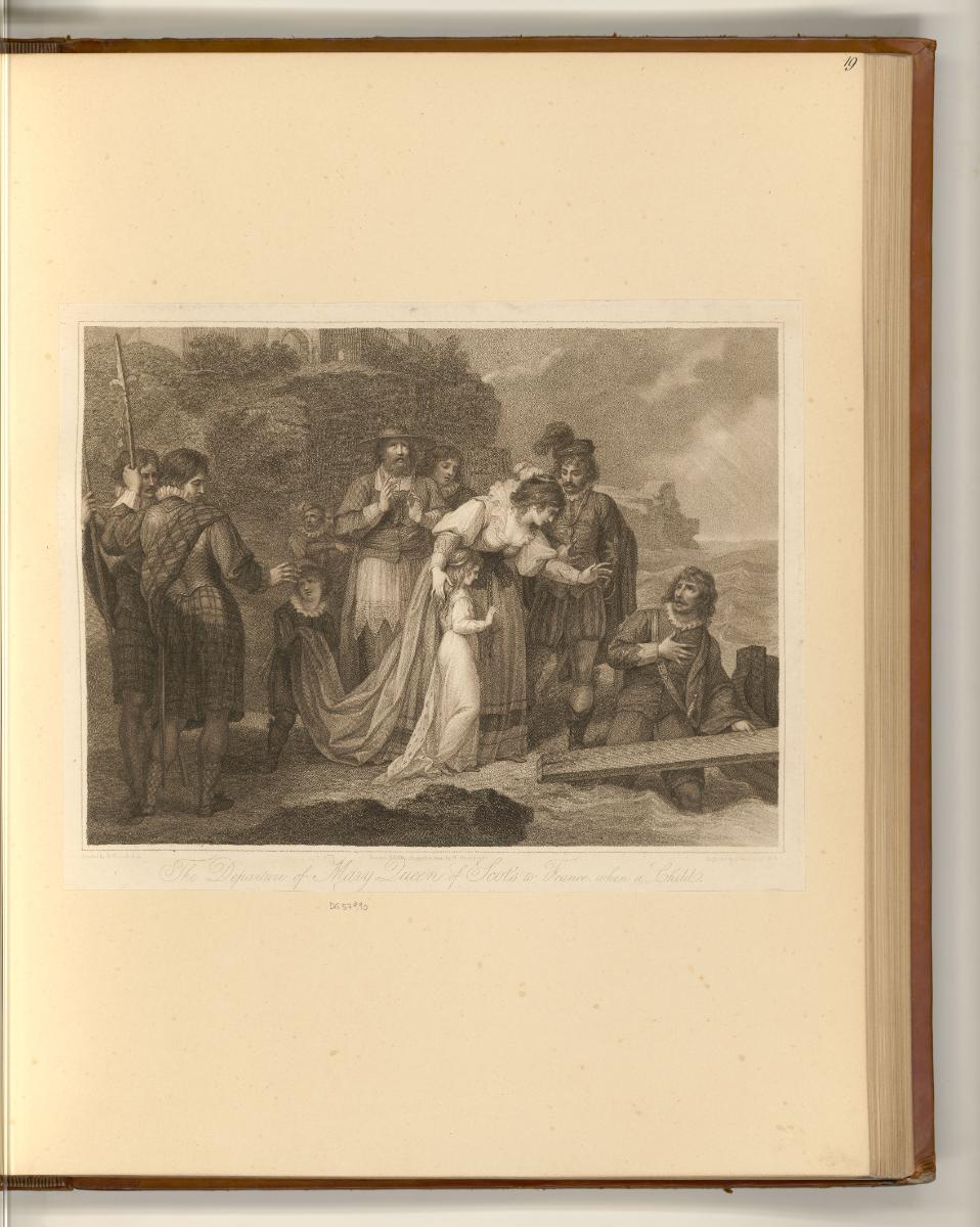 Druckgrafiken nach Richard Westall, The Departure of Mary Queen of Scots to France when a Child…