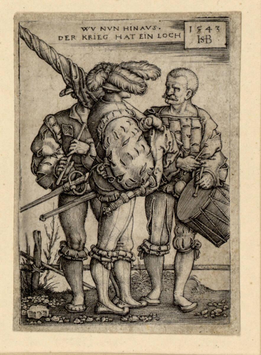 Sebald Beham, Fähnrich, Trommler und Pfeifer, Inv. Nr.: DG1930/1249