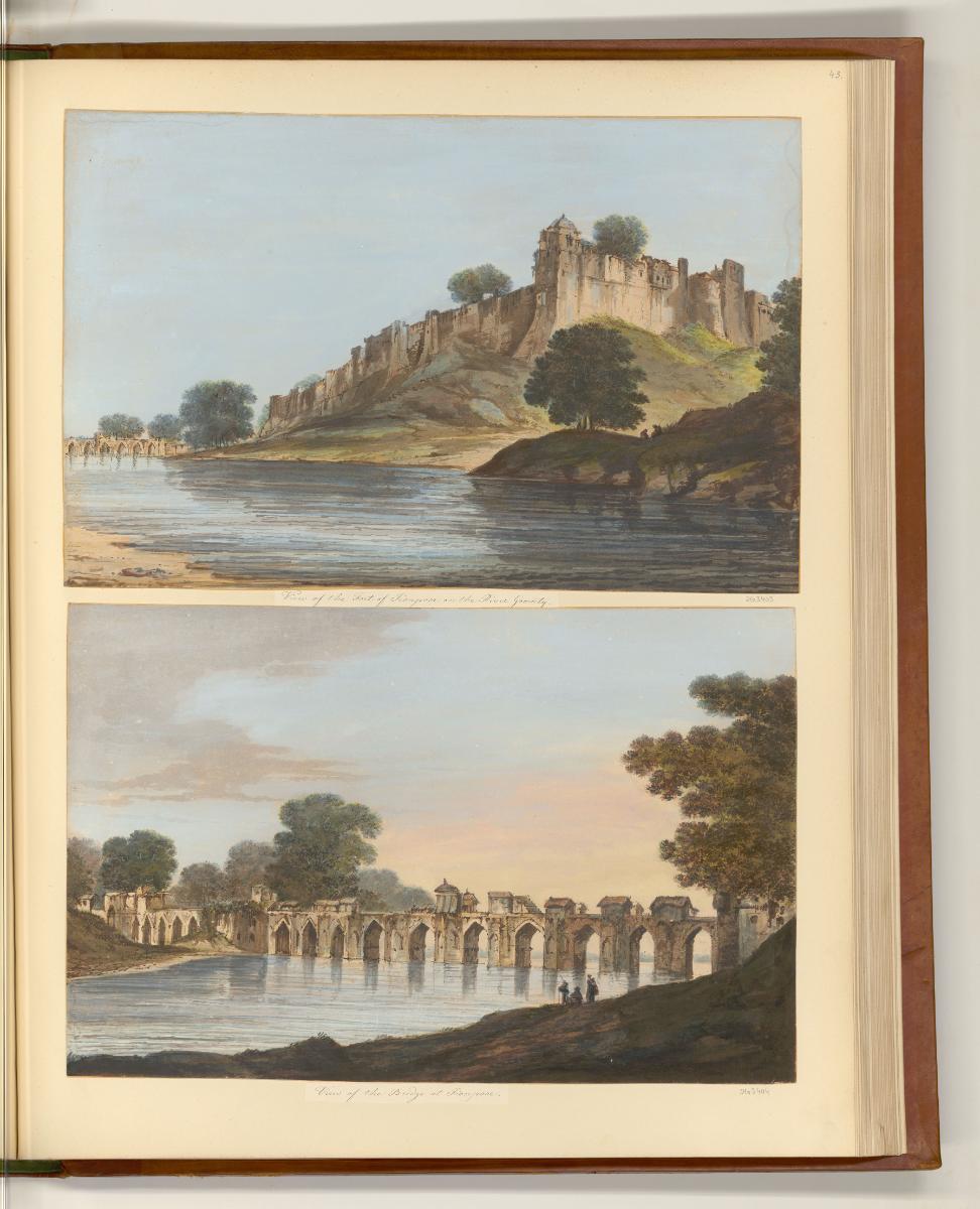 Britische Aquatinta um 1800 mit Ansichten von Indien und Sri Lanka, View of the Fort of Jionpoo…