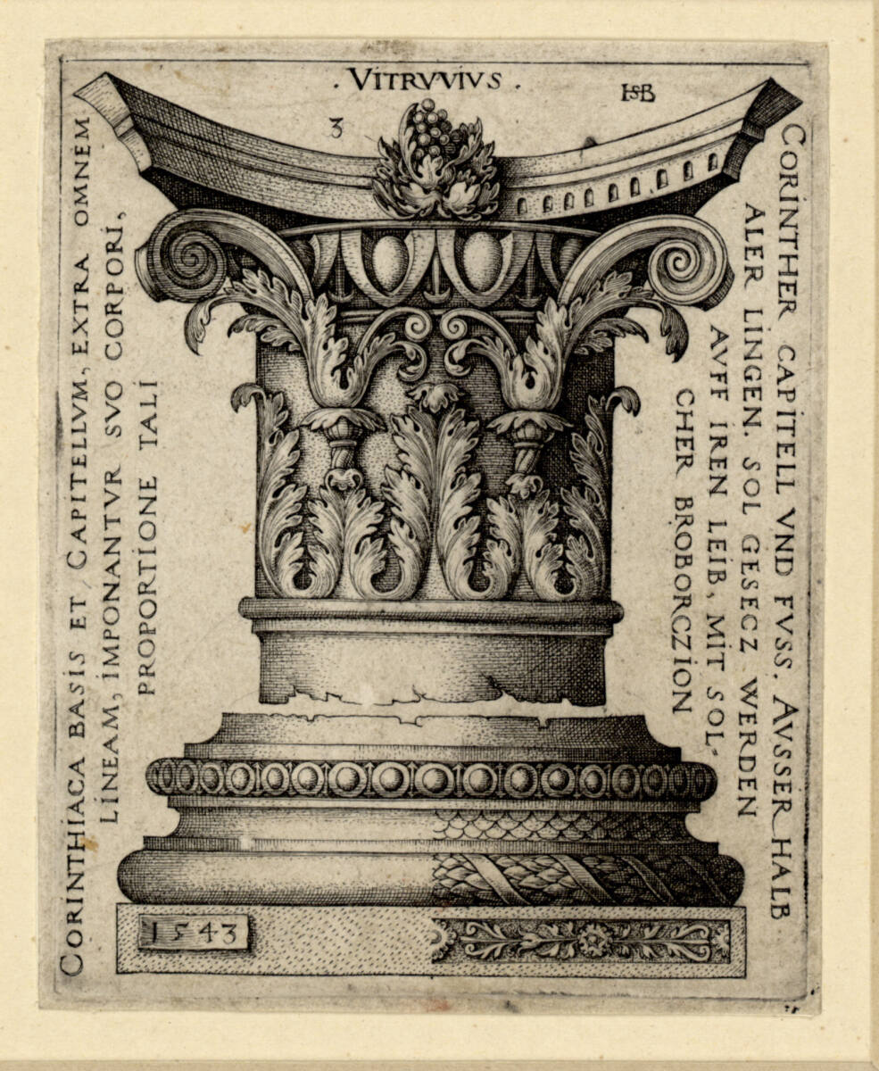 Kapitell und Basis einer korinthischen Säule, Hans Sebald Beham, 1543