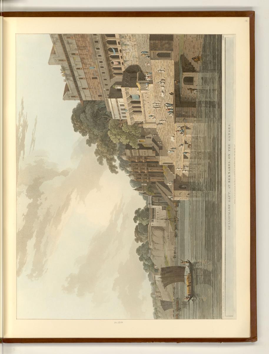 Aquatinten von Thomas und William Daniell mit Ansichten von Indien, Dusasumade Gaut, at Bernare…