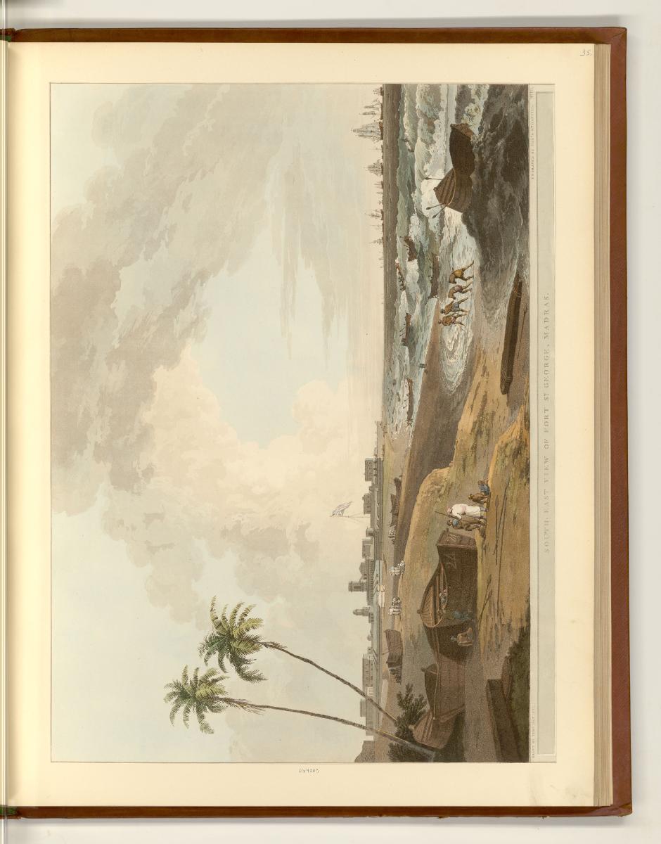 Aquatinten von Thomas und William Daniell mit Ansichten von Indien, South East View of Fort St.…