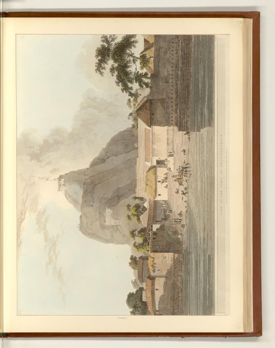 Aquatinten von Thomas und William Daniell mit Ansichten von Indien, View in the Fort of Tritchi…