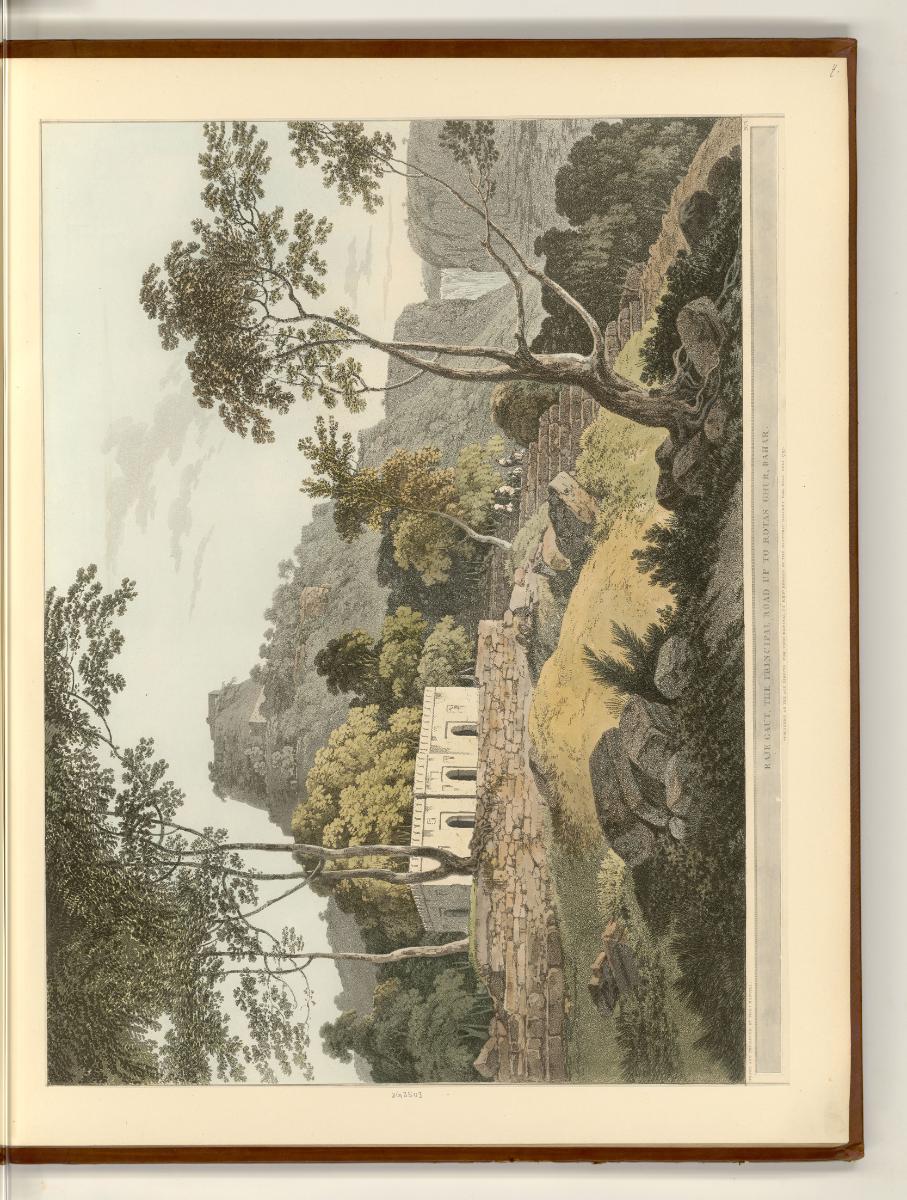 Aquatinten von Thomas und William Daniell mit Ansichten von Indien, Raje Gaut, the principal ro…