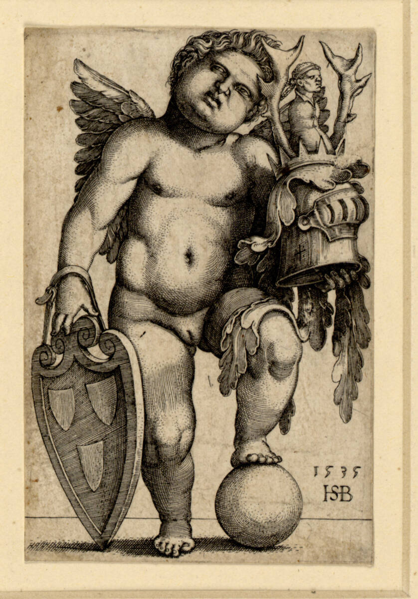Weiblicher wappenhaltender Genius, Hans Sebald Beham, 1535