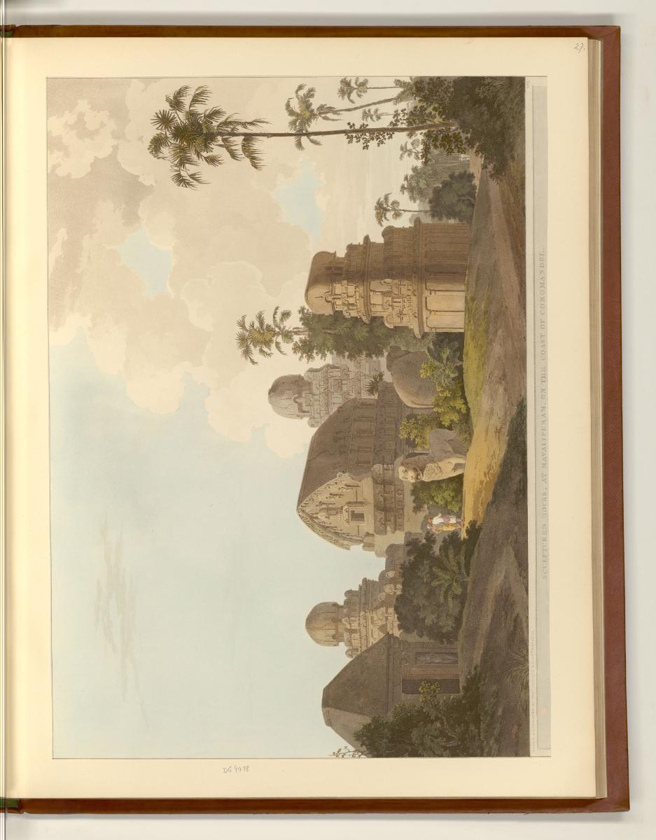 Aquatinten von Thomas und William Daniell mit Ansichten von Indien, Sculptured Rocks, at Mavali…