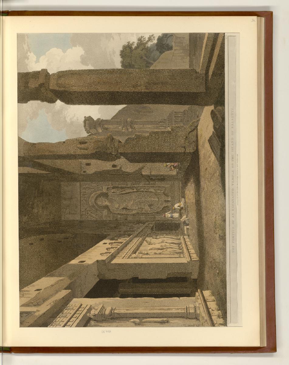 Aquatinten von Thomas und William Daniell mit Ansichten von Indien, The Portico of an excavated…
