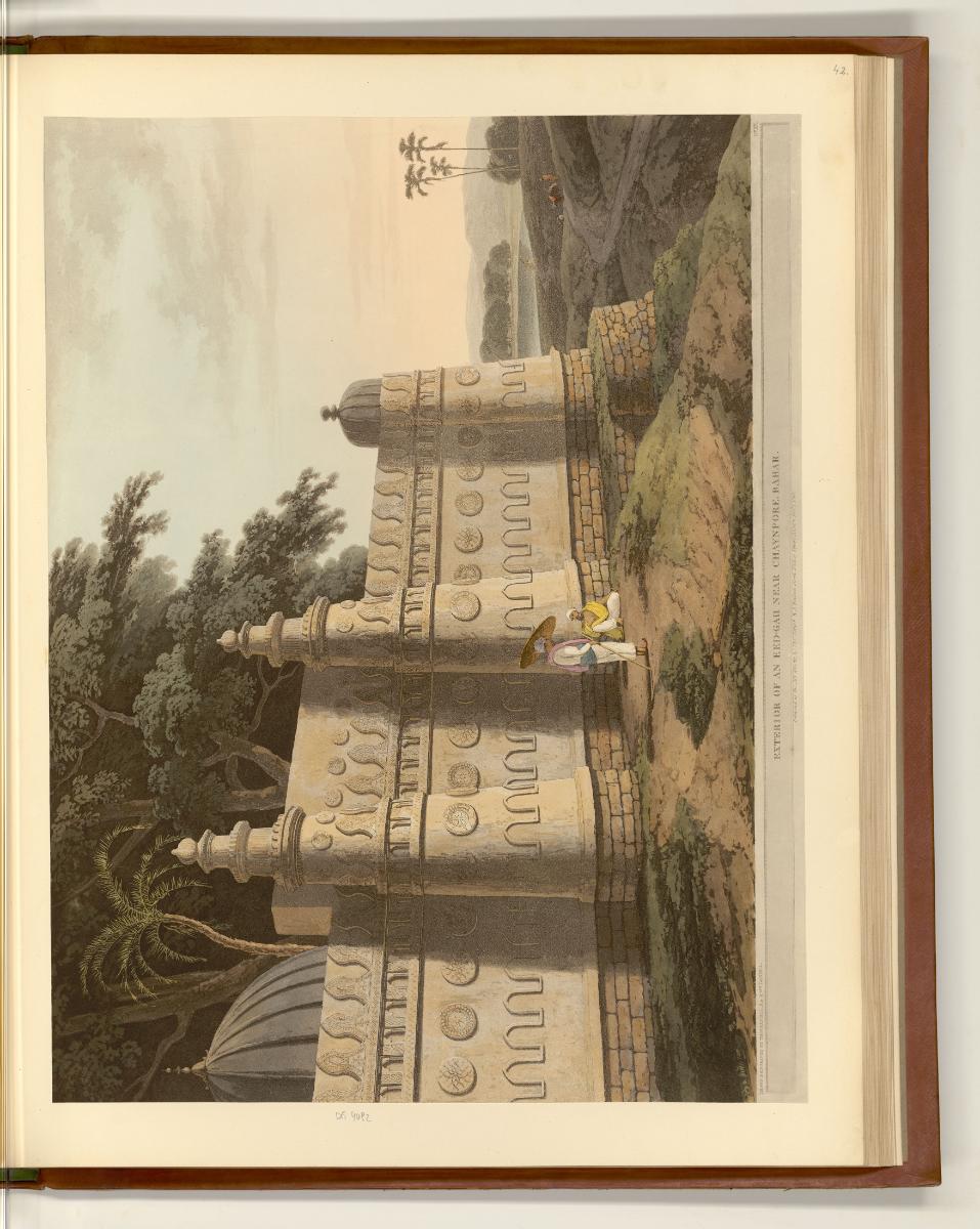 Aquatinten von Thomas und William Daniell mit Ansichten von Indien, Exterior of an Eed-Gâh near…