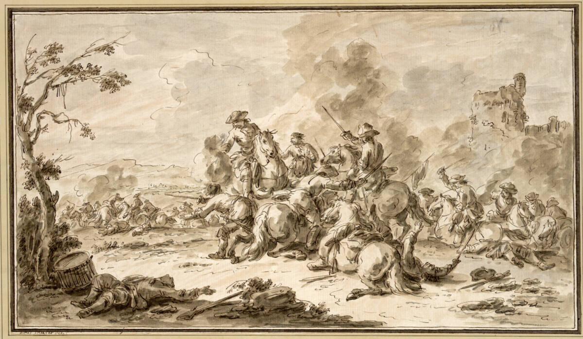 Giuseppe Zais, Reiterschlacht. (rechts im Hintergrund eine Burgruine), Inv. Nr.: 1958