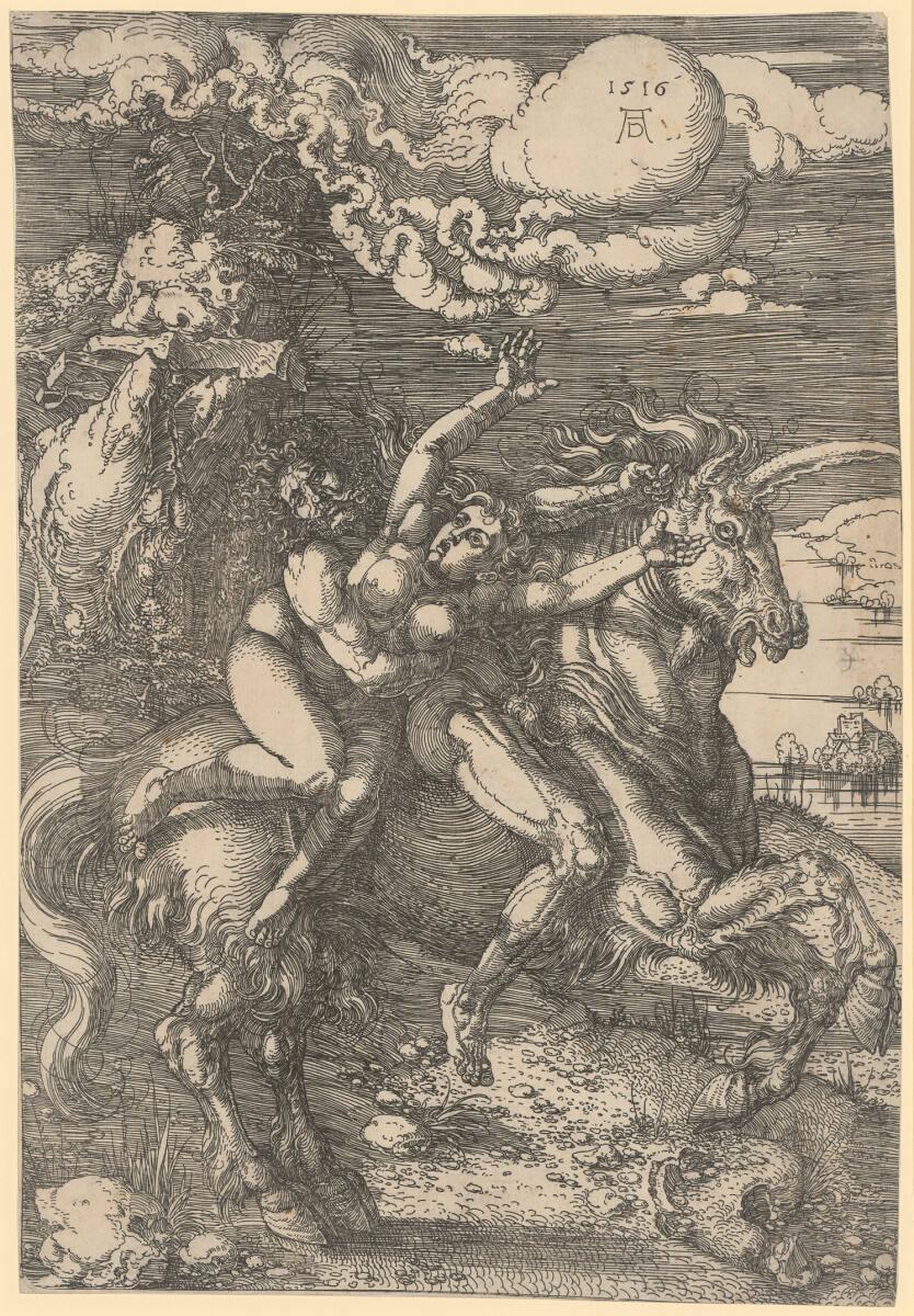 Die Entführung auf dem Einhorn, Albrecht Dürer, 1516