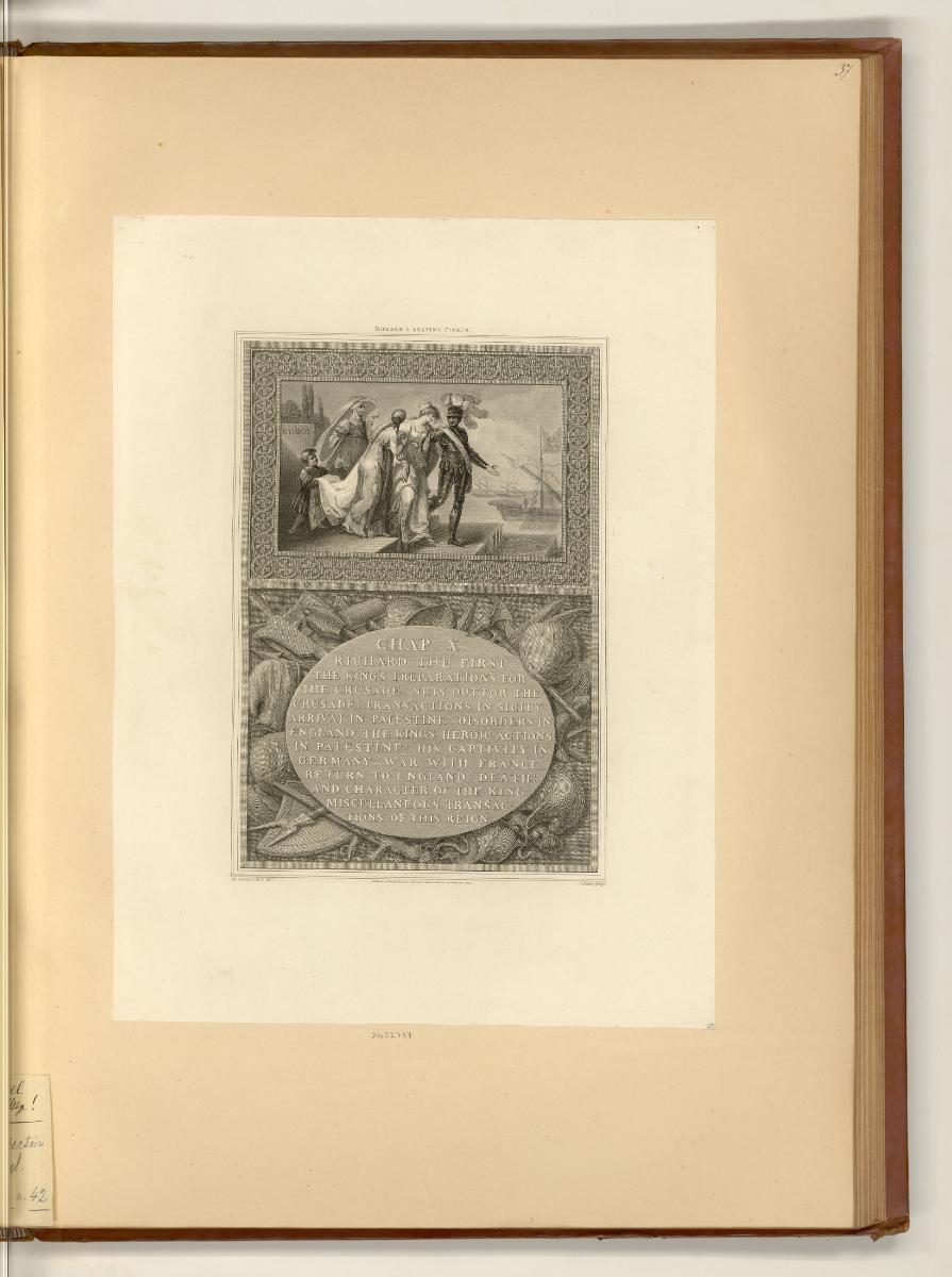 The History of England by Dav. Hume, Illustrations Vol. I., Richard I, leaving Cyprus, Inv. Nr.…