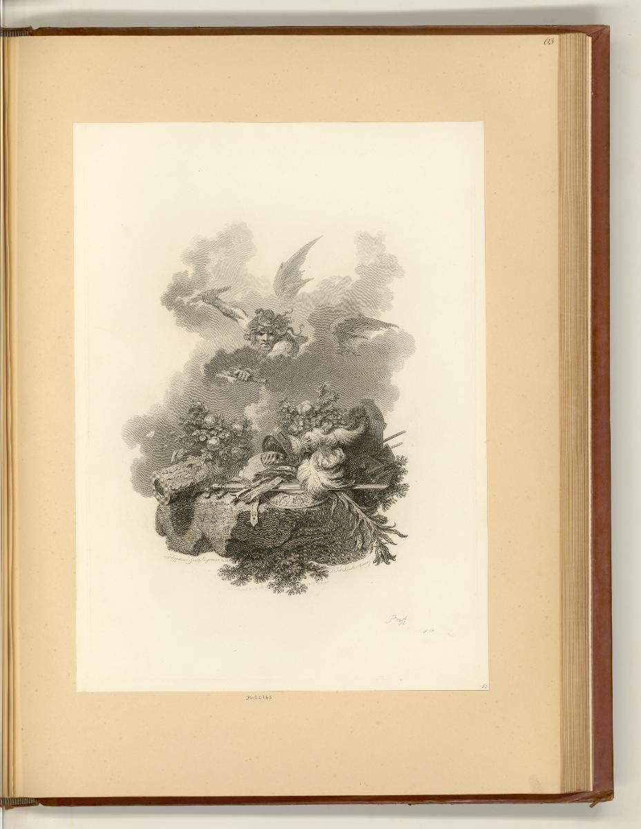 The History of England by Dav. Hume, Illustrations Vol. I., Vignette Rüstung und Dämon, Inv. Nr…