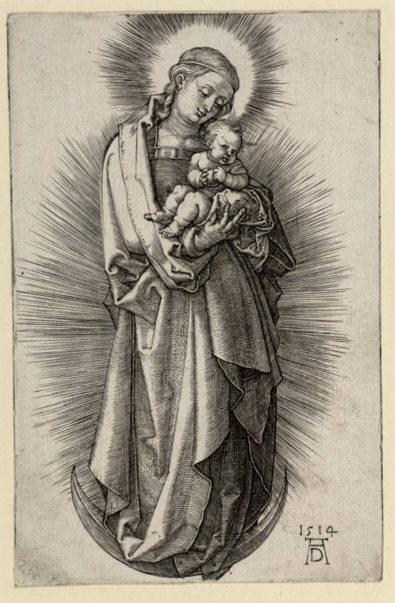Jungfrau mit dem Haarband im Strahlenkranz auf der Mondsichel, Albrecht Dürer, 1514