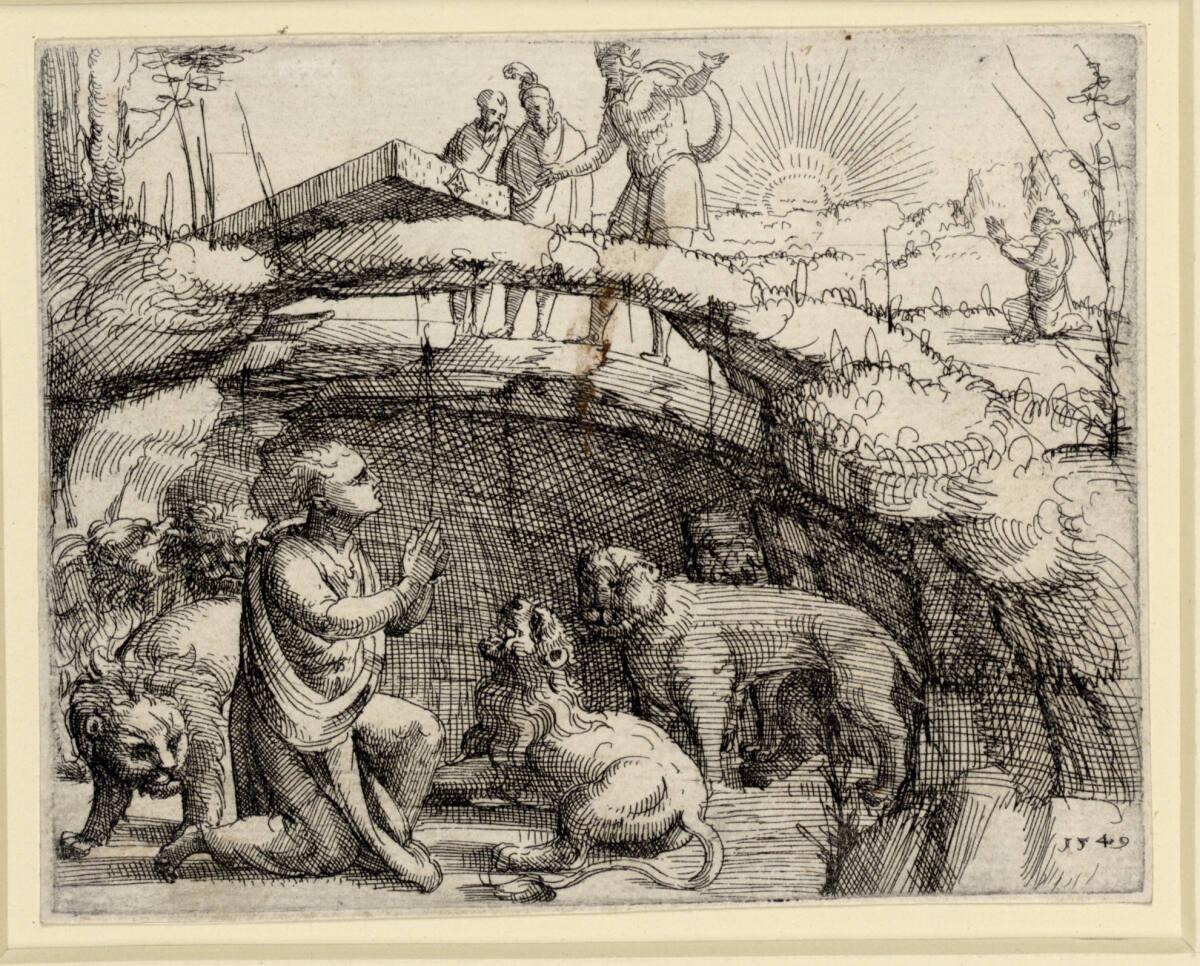 Augustin Hirschvogel, Daniel in der Löwengrube, Inv. Nr.: DG1930/2009