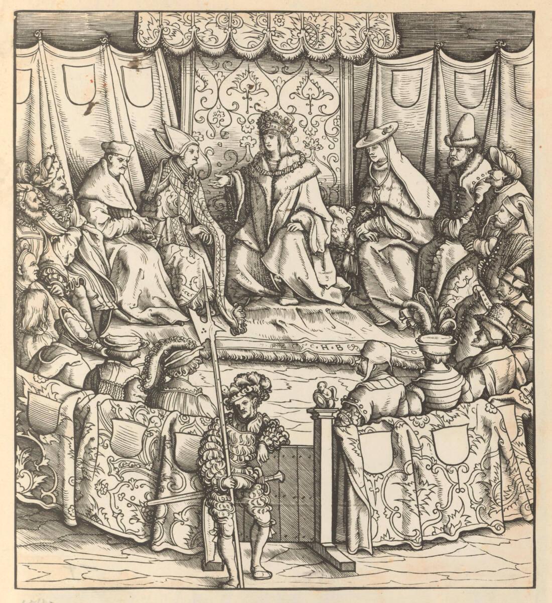 Hans Burgkmair d. Ä., Weißkunig: Das Konzil zu Gmunden, Inv. Nr.: DG2012/129/158