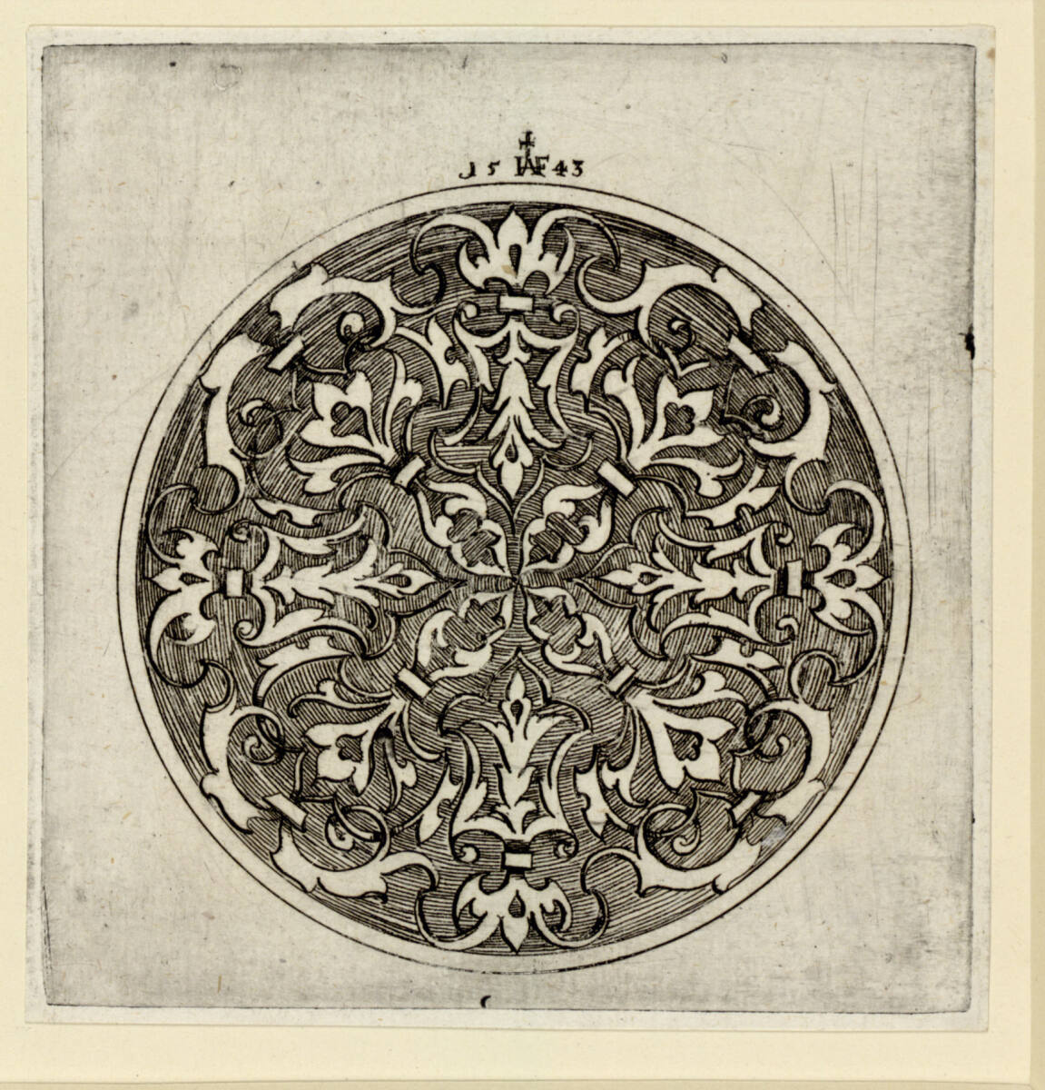 Rundteller mit Ornamentzeichnung, Augustin Hirschvogel, 1543