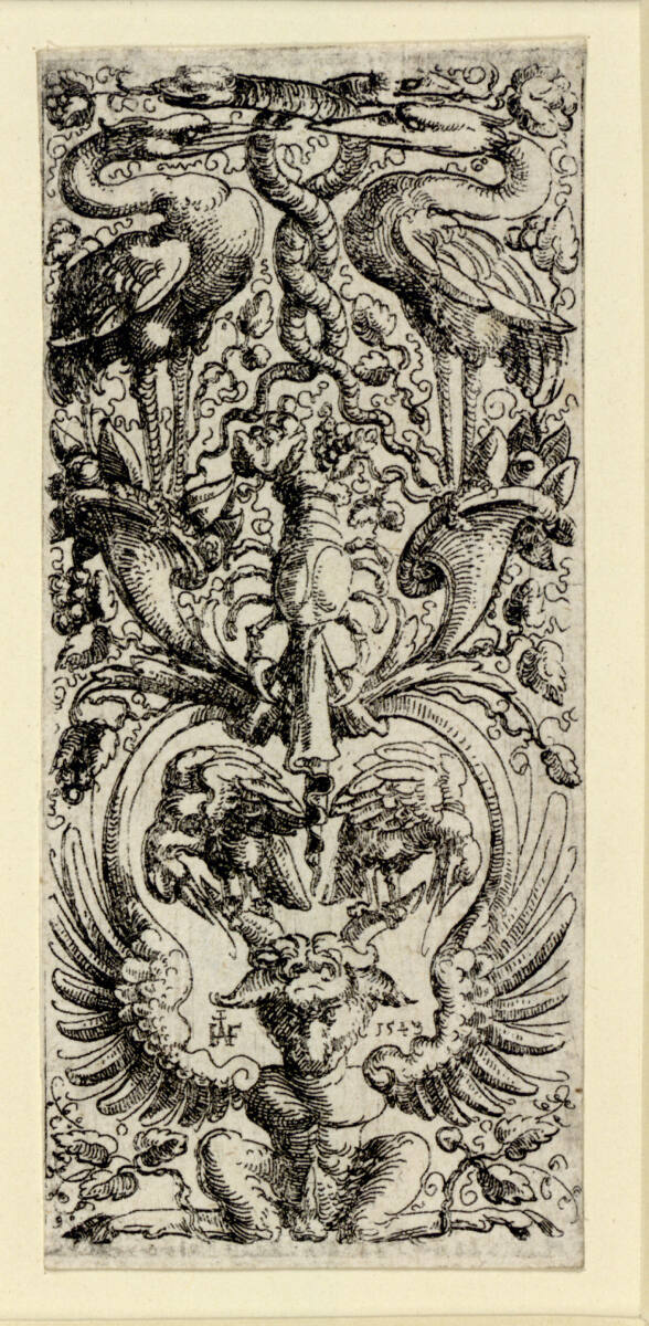 Zierleiste mit einem phantastischen Flügeltier, Augustin Hirschvogel, 1543