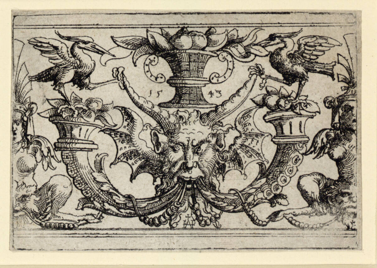 Zierleiste mit einer Maske in der Mitte, Augustin Hirschvogel, 1543