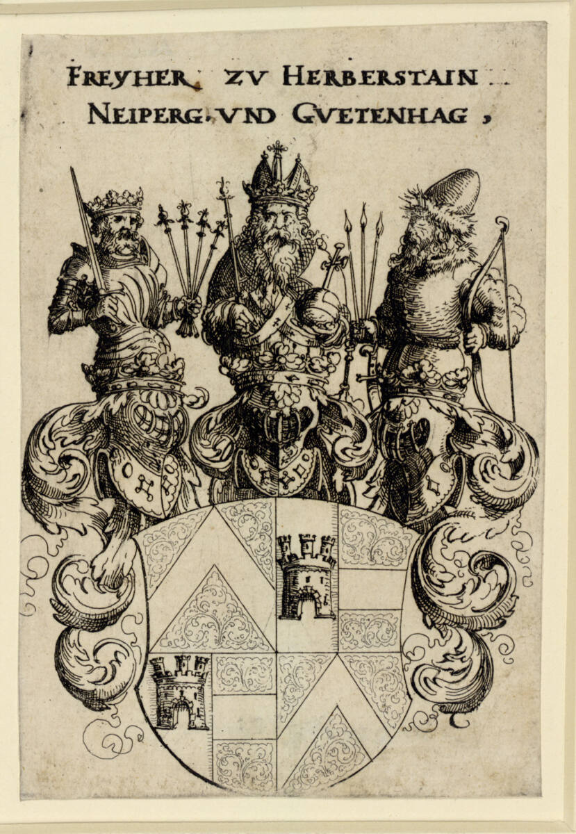 Wappen des Sigismund Freiherr von Herberstein, Augustin Hirschvogel